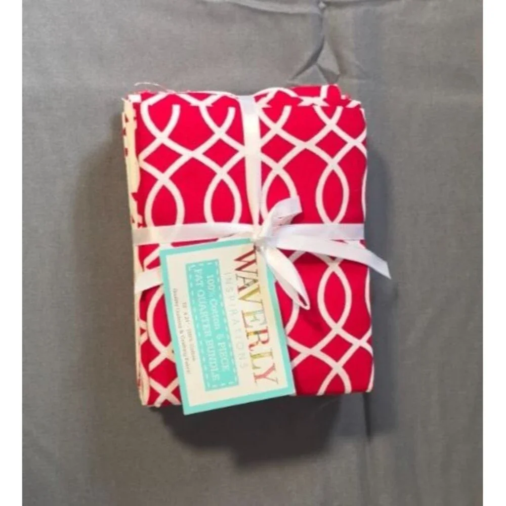 Waverly Inspirations 100% Cotton 5 Piece Fat Quarter Bundle NEW Red 18